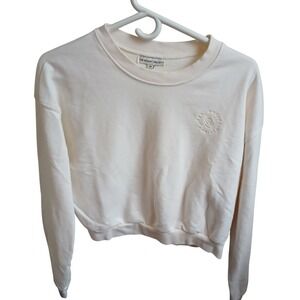 The Sculpt Society Cream Embroidered S Logo Crewneck crop Sweatshirt Size M